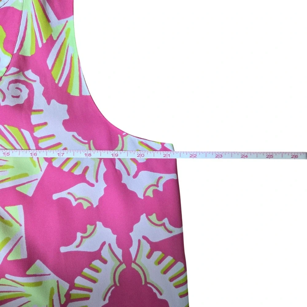 Crown & Ivy Seahorse Shell Tassel Shift Dress Pink Green 14 Preppy Beach Resort - Picture 7 of 8